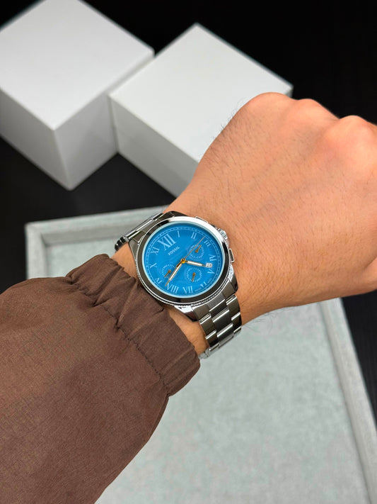 Fossil Grant Silver Blue Watch