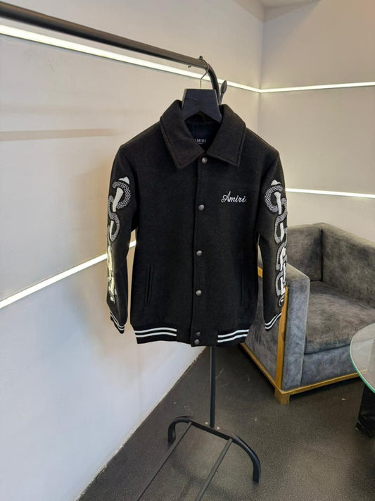 AMIRI BONE SNAKE VARSITY JACKET