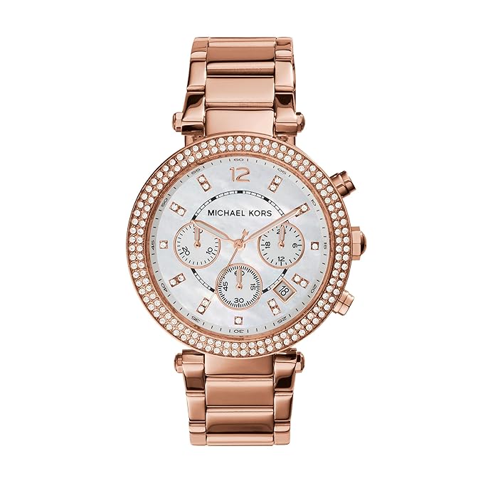Michael Kors Parker Analog White Dial Gold Band Women's Stainless Steel Watch-MK5491 Japanese Quality