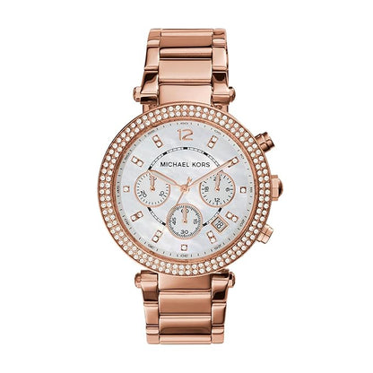 Michael Kors Parker Analog White Dial Gold Band Women's Stainless Steel Watch-MK5491 Japanese Quality