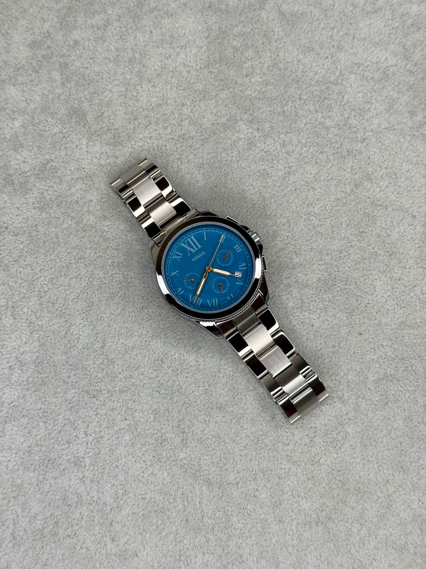 Fossil Grant Silver Blue Watch