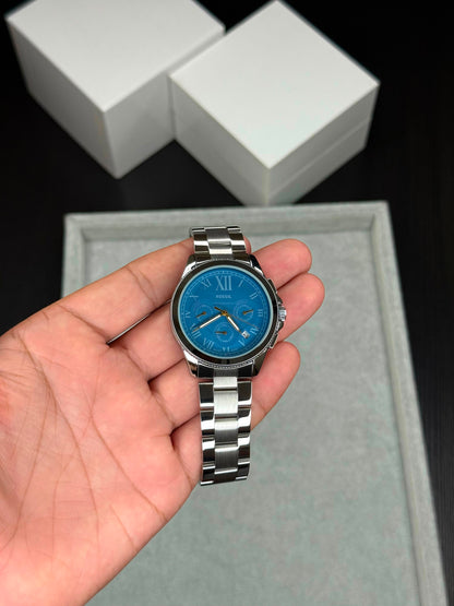 Fossil Grant Silver Blue Watch