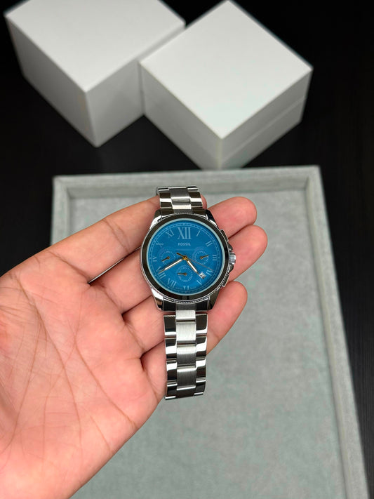 Fossil Grant Silver Blue Watch