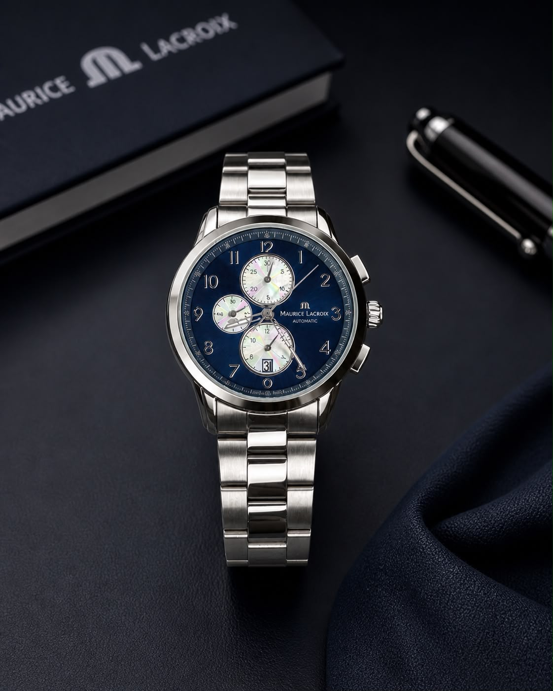 Maurice Lacroix Silver chain With Blue dial