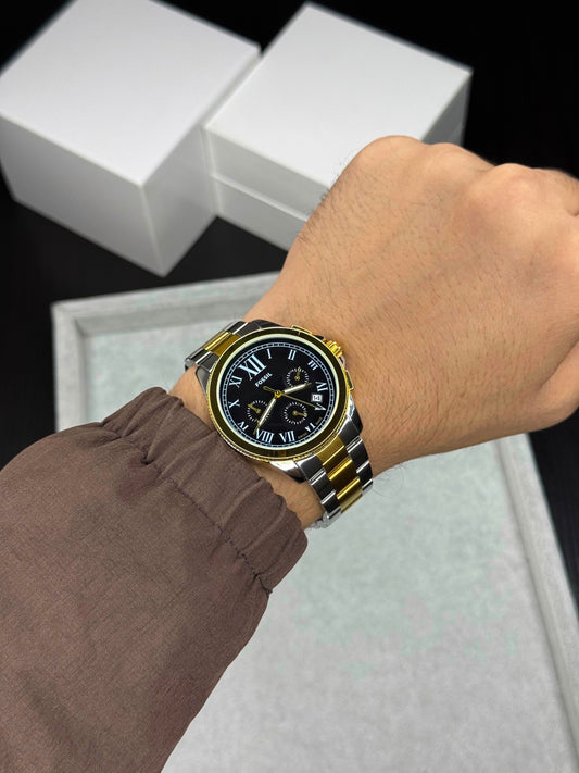 Fossil Grant Silver Watch Black Chronograph