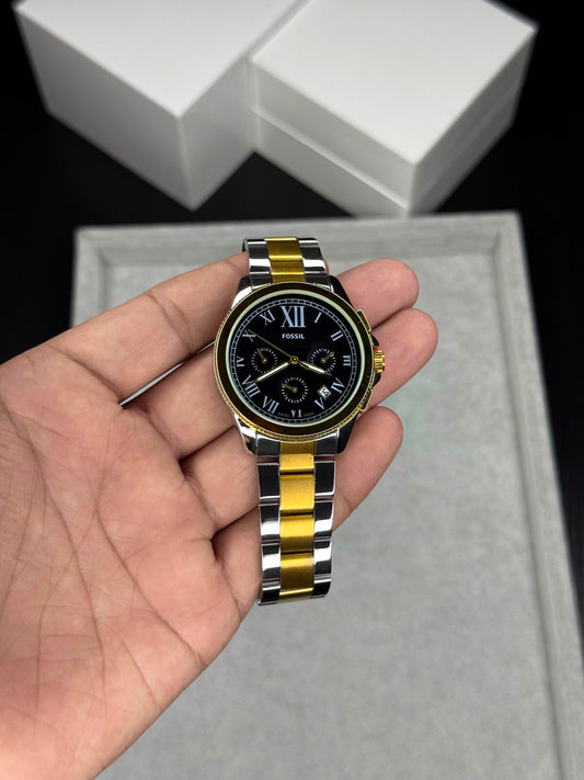 Fossil Grant Silver Watch Black Chronograph