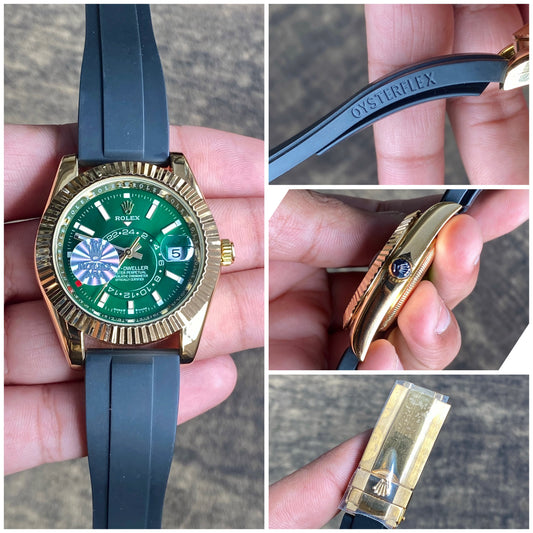 Rolex Sky-Dweller Green Gold OysterFlex