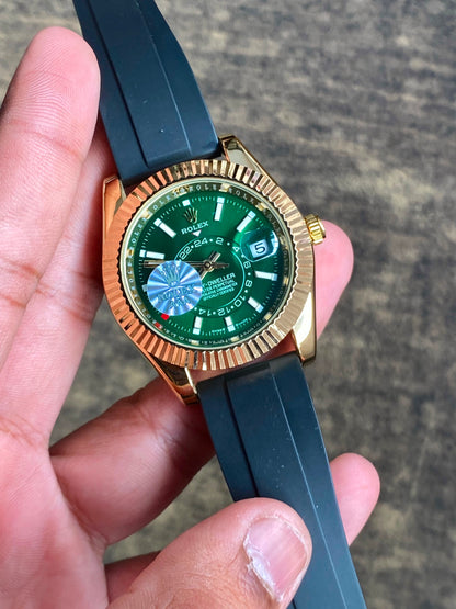 Rolex Sky-Dweller Green Gold OysterFlex
