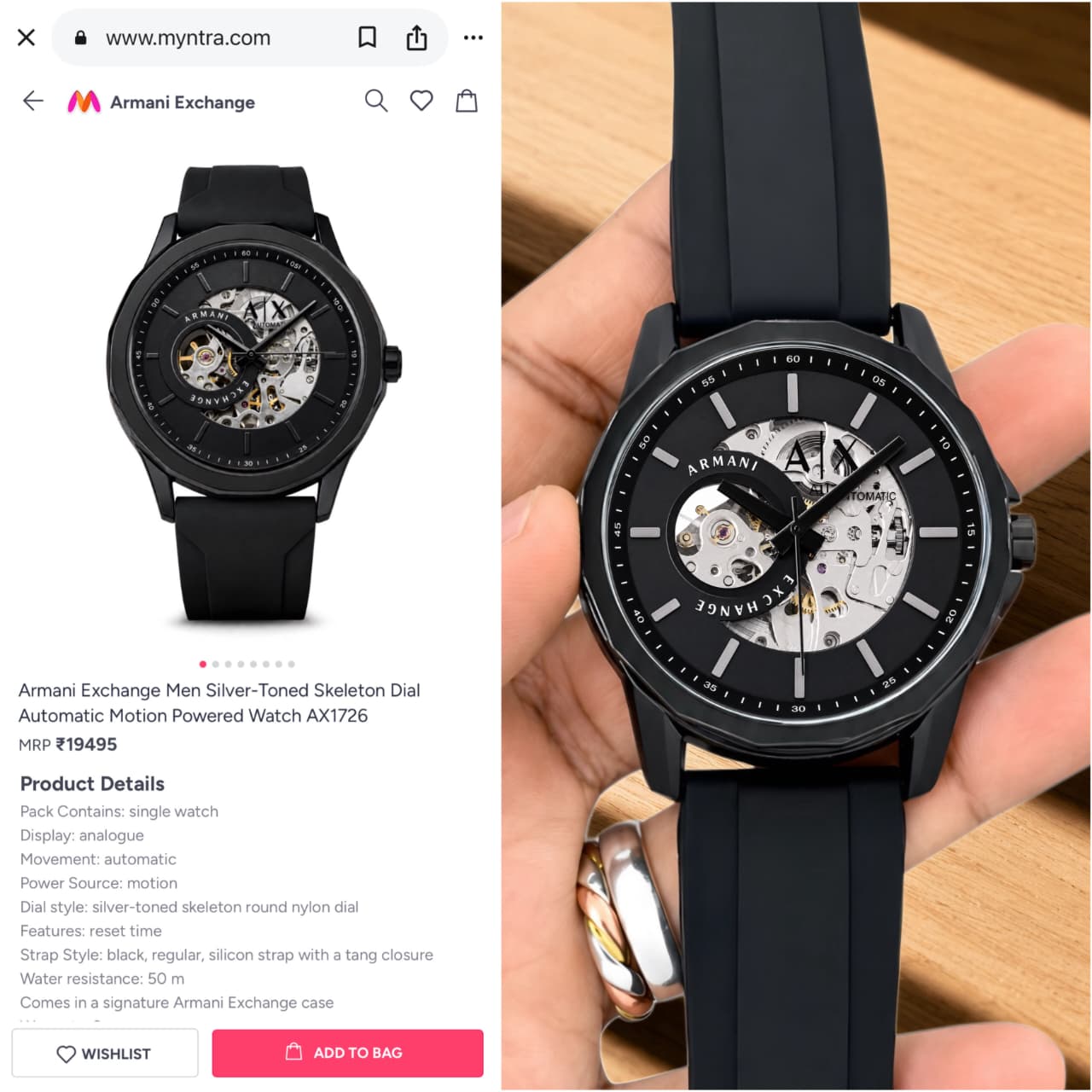 Armani Exchange Black Automatic Watch