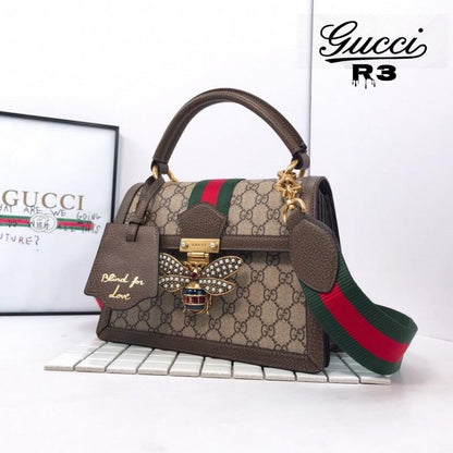 GUCCI PADLOCK QUEEN MARGARET BEE PRESS LOCK SHOULDER BAG