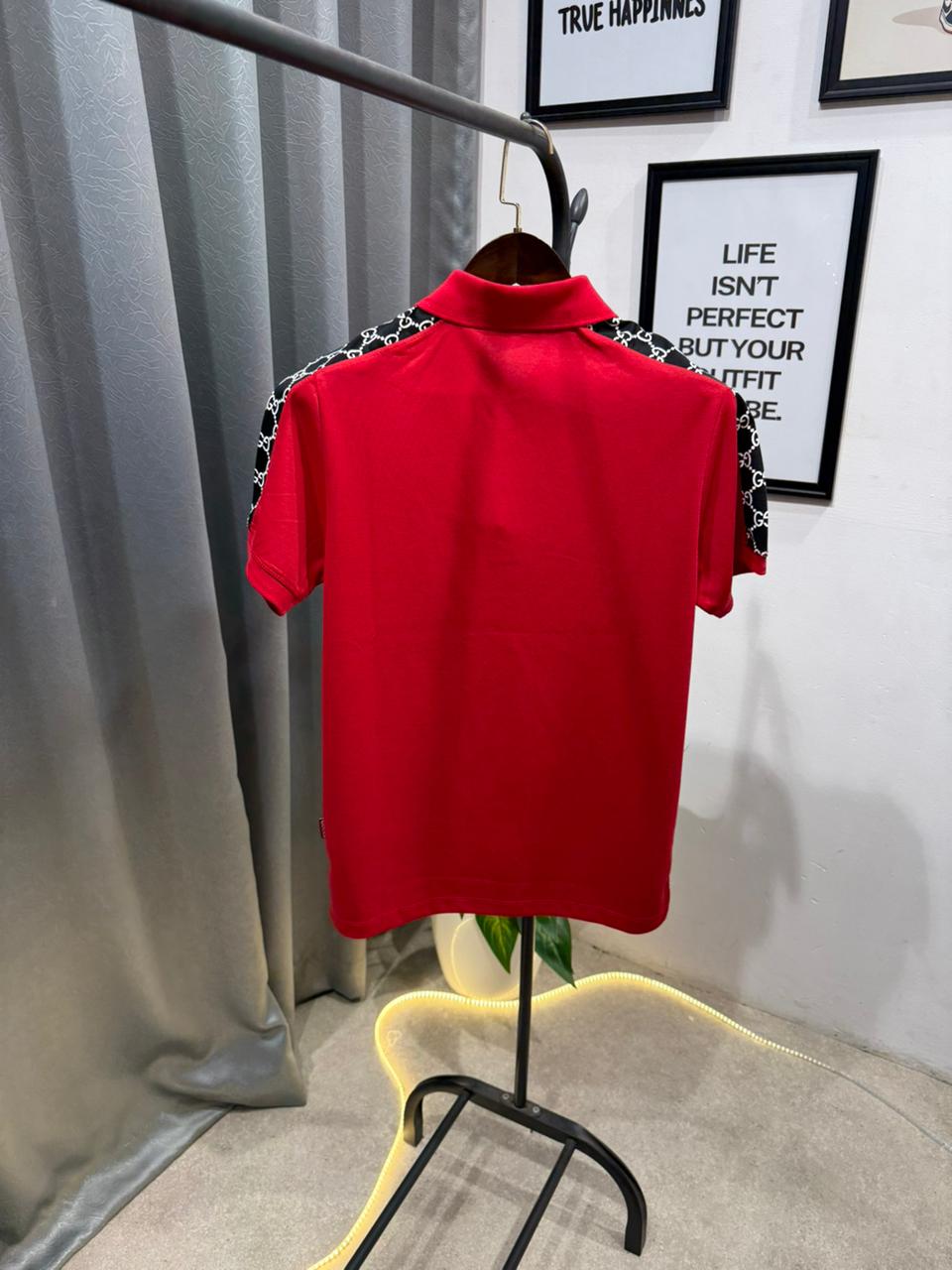 Gucci Imported POLO T SHIRT With GG Strip And Embroidery Logo