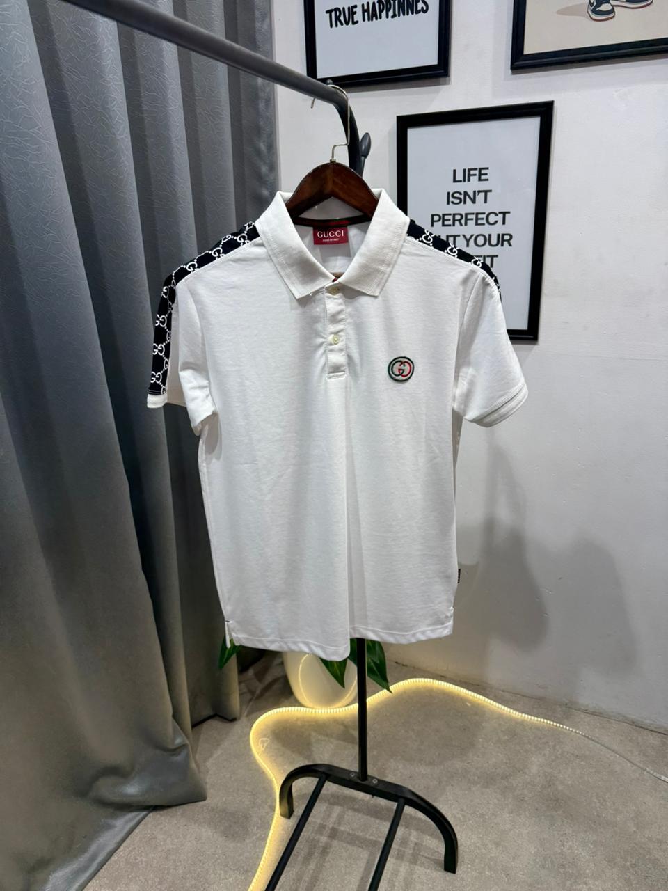 Gucci Imported POLO T SHIRT With GG Strip And Embroidery Logo
