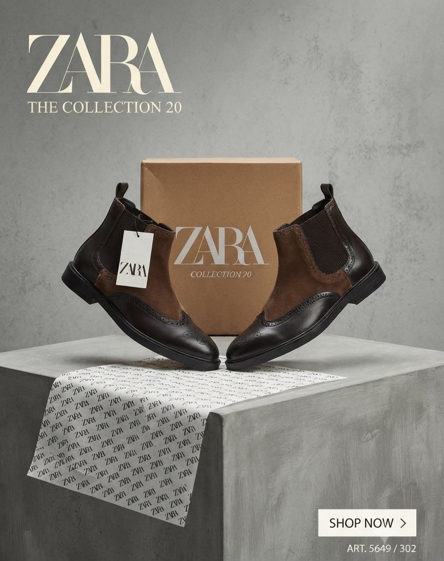 ZARA SURPLUS OXFORD LEATHER CHELSEA BOOTS
