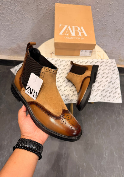 ZARA SURPLUS OXFORD LEATHER CHELSEA BOOTS