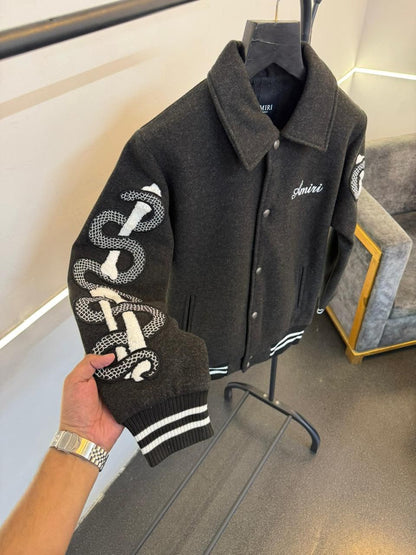 AMIRI BONE SNAKE VARSITY JACKET