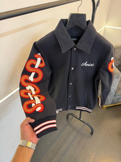 AMIRI BONE SNAKE VARSITY JACKET