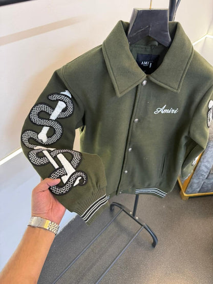 AMIRI BONE SNAKE VARSITY JACKET