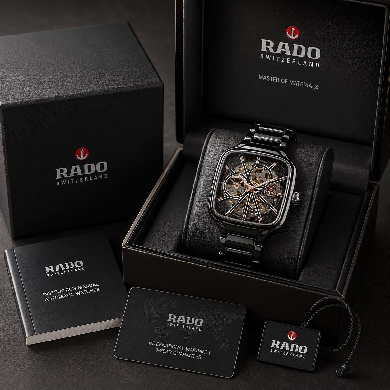 RADO BLACK TRUE SQUARE AUTOMATIC