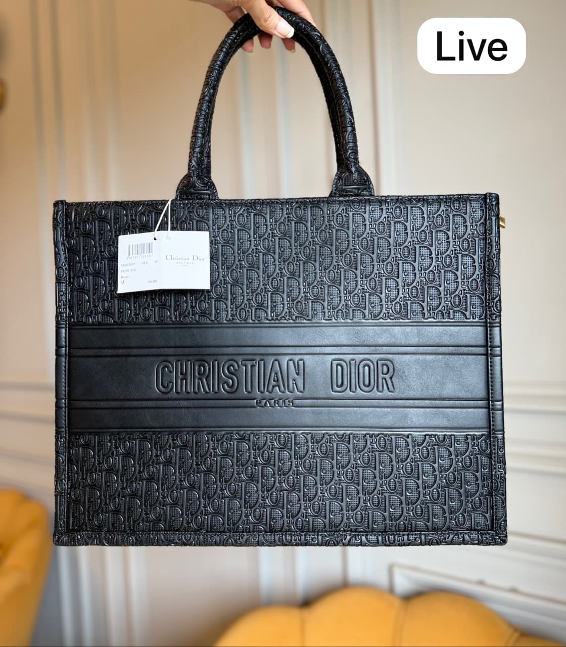 CHRISTIAN DIOR OBLIQUE LARGE BLACK TOTE BAG