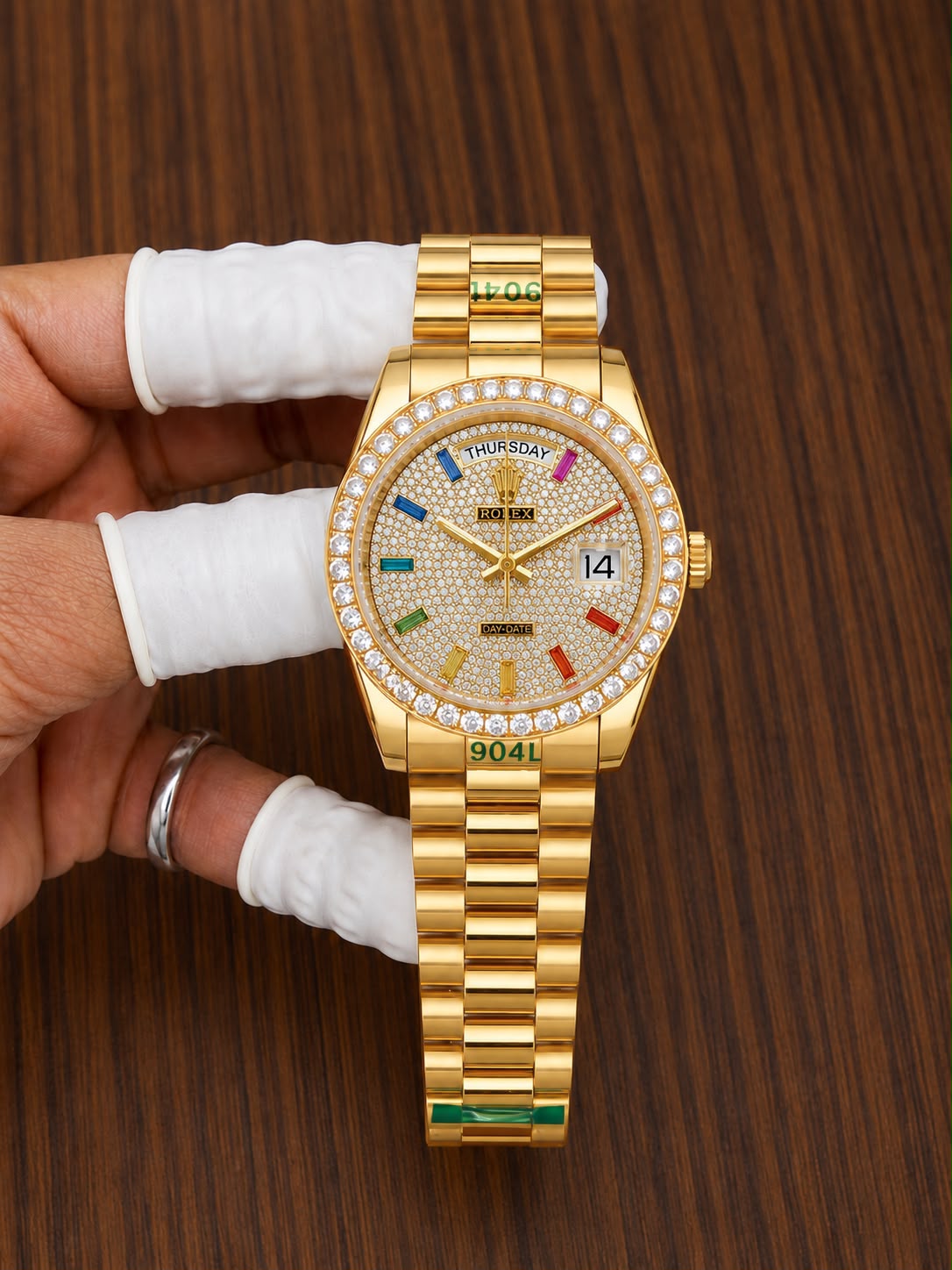Rolex Day-Date 40 Oyster, Yellow Gold and Diamonds With OG Box