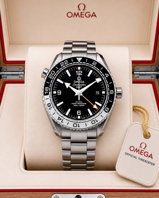 OMEGA Seamaster Planet Ocean GMT Dual Time Zone With OG Box