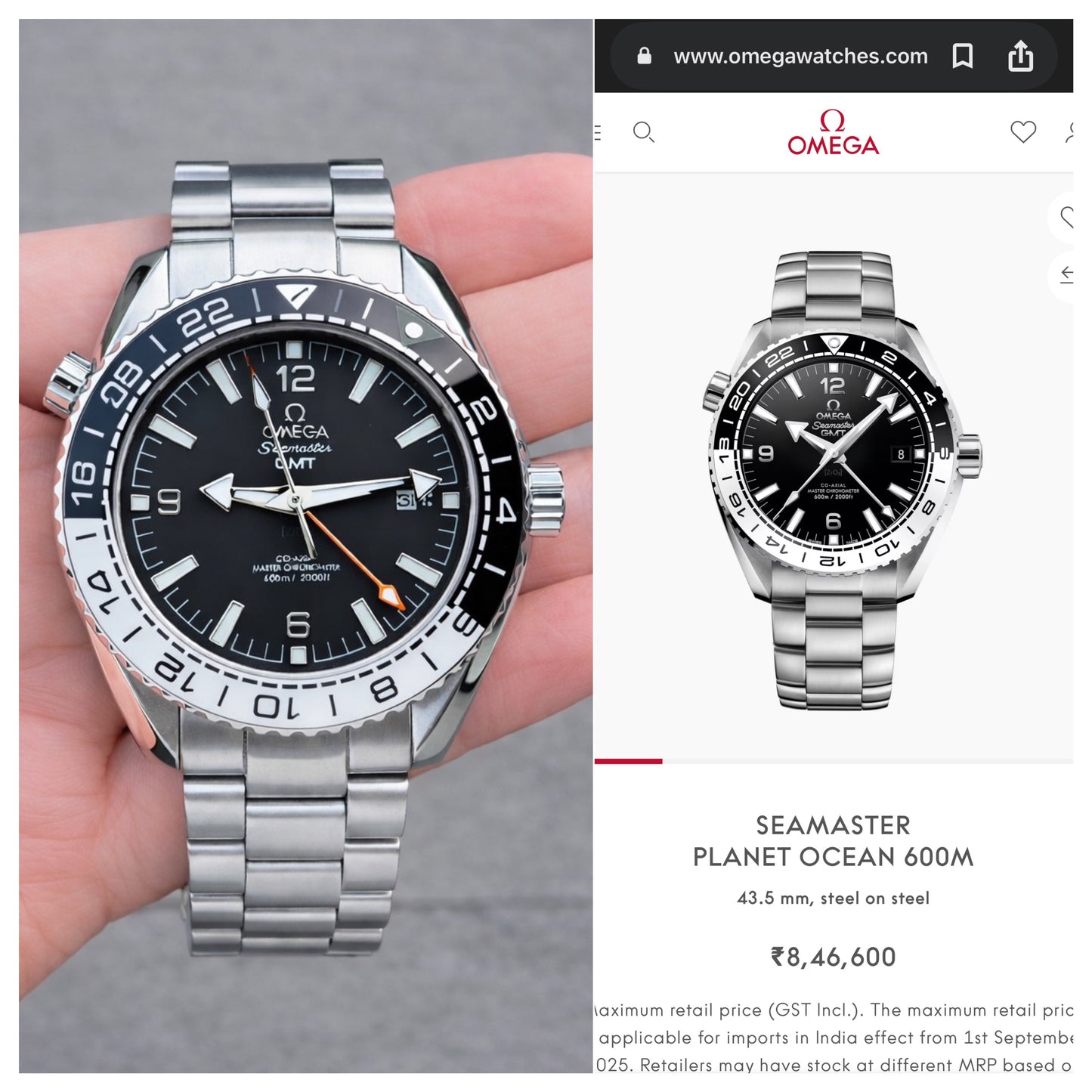 OMEGA Seamaster Planet Ocean GMT Dual Time Zone With OG Box