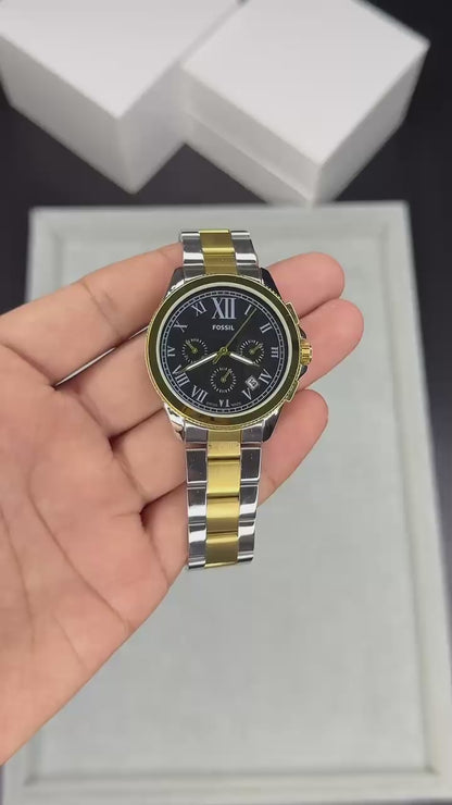 Fossil Grant Silver Watch Black Chronograph