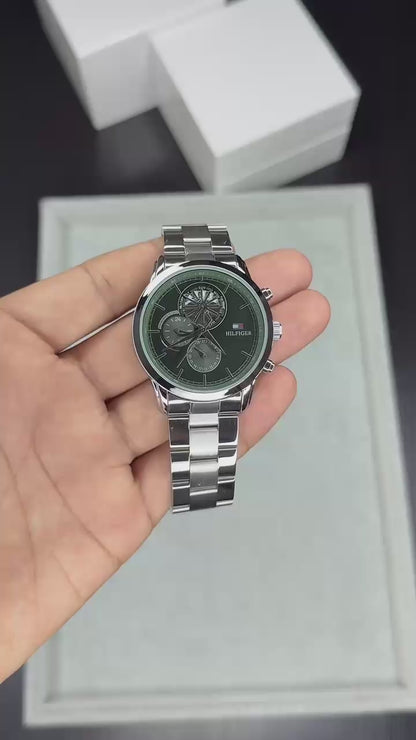 Tommy Hilfiger Silver Green Multifunction