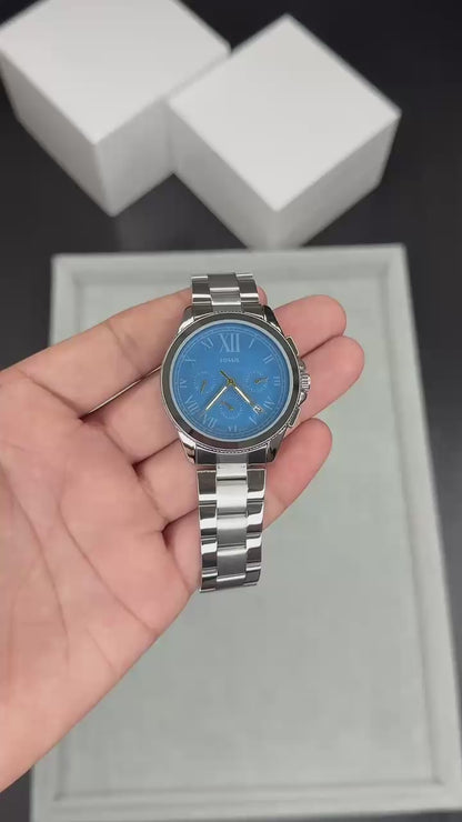 Fossil Grant Silver Blue Watch