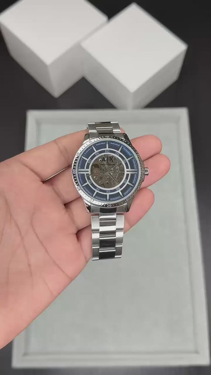 Armani Exchange Silver Blue Automatic