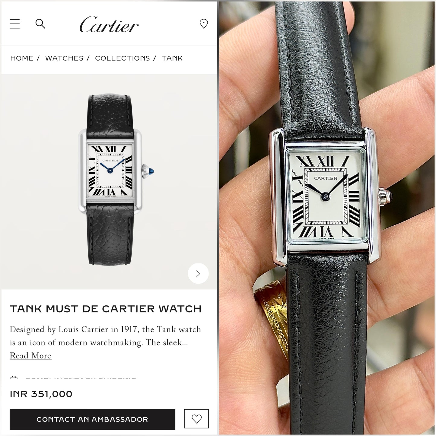 CARTIER TANK MUST DE WATCH