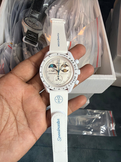 Swatch X Omega Bioceramic Moon 'Mission To Earthphase Moonshine Gold Cold Moon'