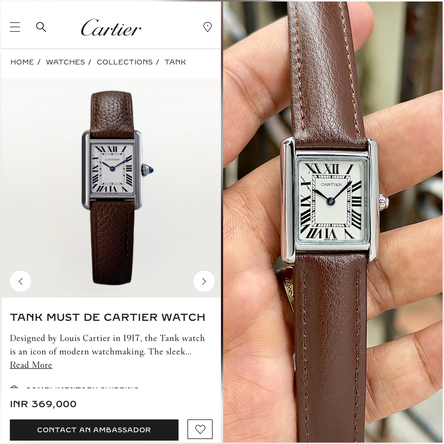 CARTIER TANK MUST DE WATCH